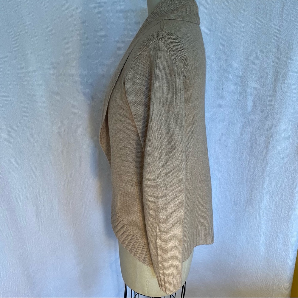 Silk/cashmere S/M oatmeal melange cardigan - Picture 3 of 7